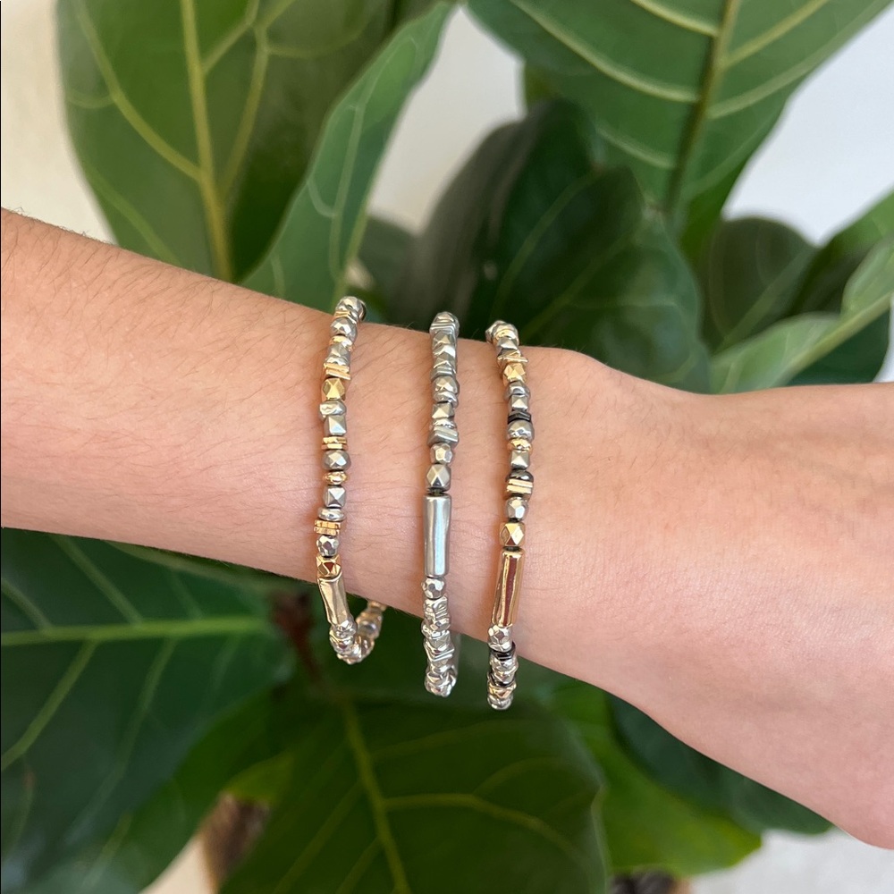 Gold and Silver Beaded Bracelets